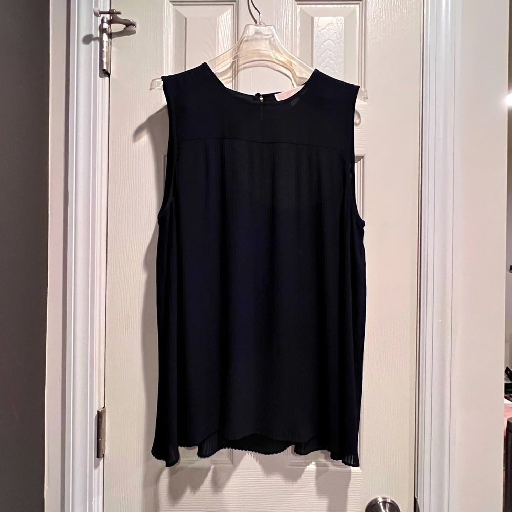 Michael Kors Sleeveless Dark Navy Blue Pleated Shell Size XL